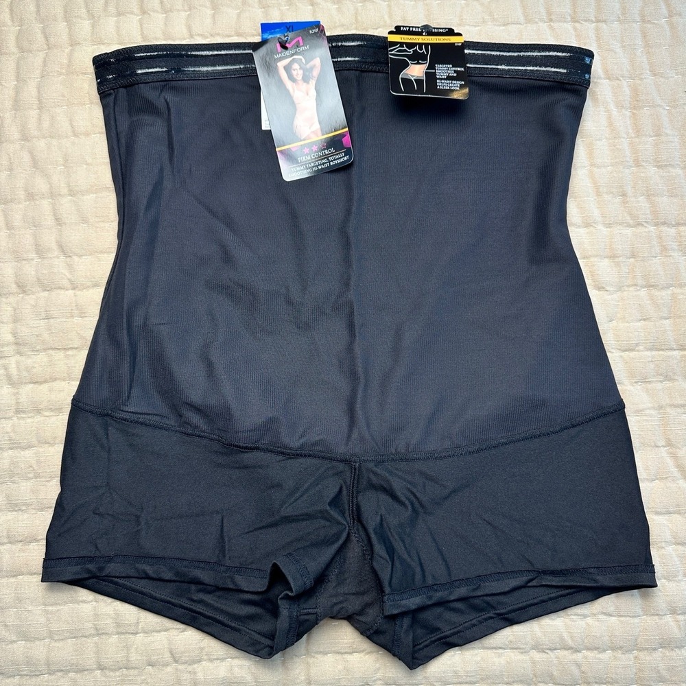 Maidenform Firm Control Tummy Solutions Hi-Waist Boyshort Shapewear Black XL